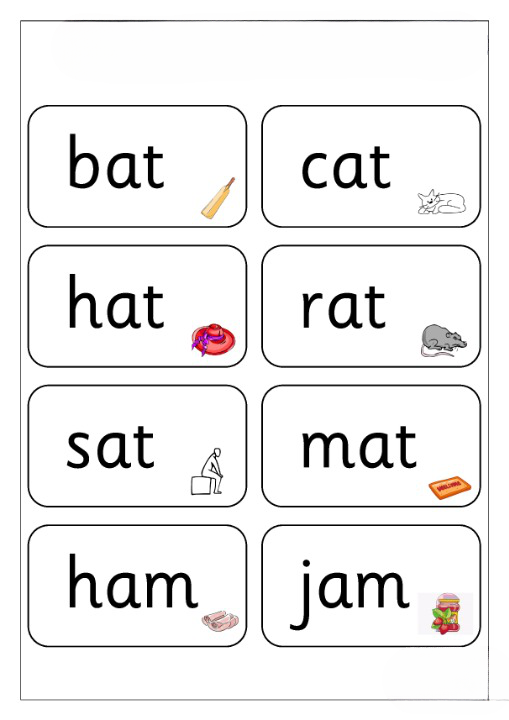 Explain simple word cards at home: